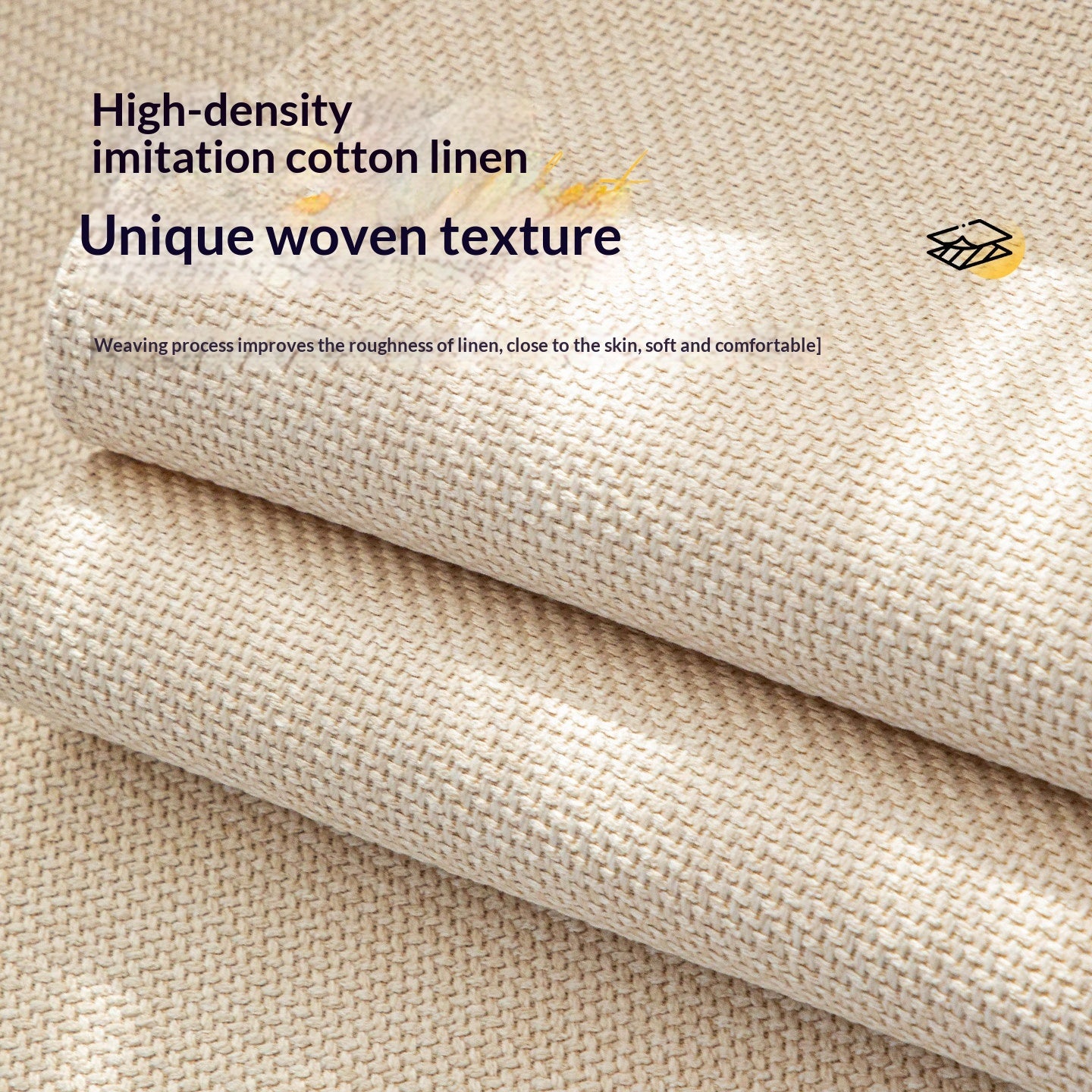 Close-up of a Japanese-style faux cotton-linen sofa cushion cover showing textured fabric detail and neutral tone finish