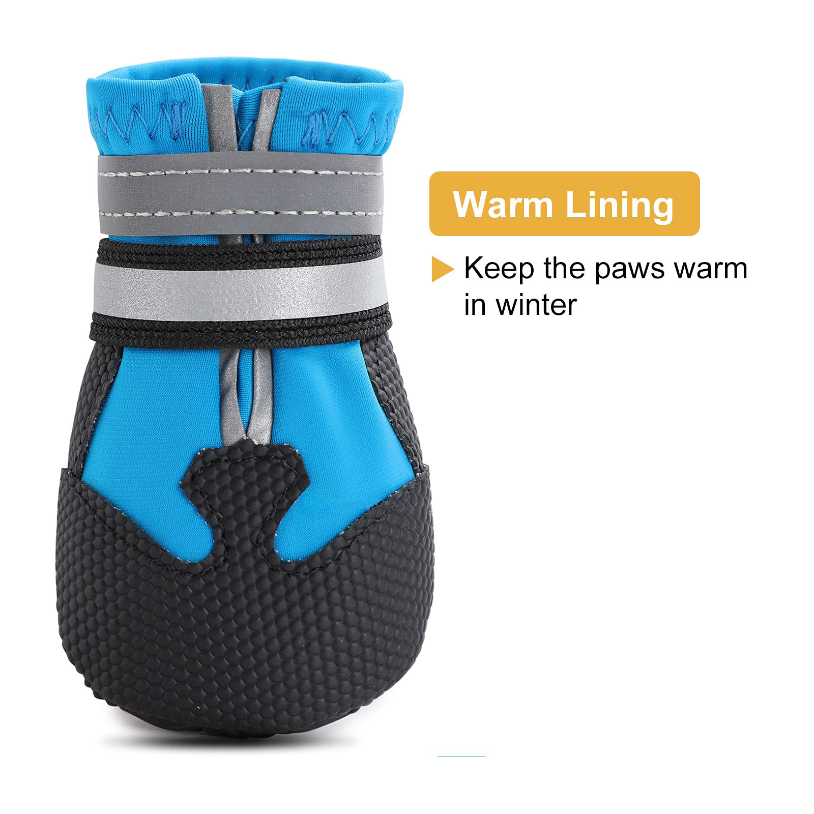 Water-resistant non-slip dog boots for medium and large dogs, shown from a close angle highlighting the durable sole and secu
