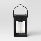 Matte black solar LED lantern path lights shown as a 2-pack, suitable for outdoor garden or walkway lighting
