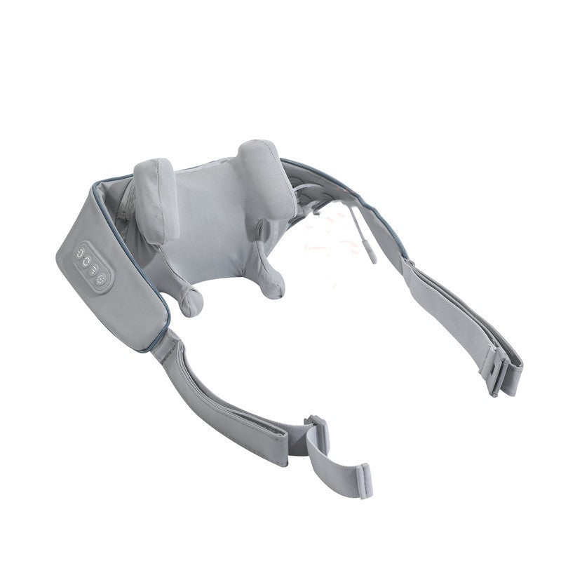 Neck massager with heat and kneading shown from the side, highlighting the curved ergonomic design and infrared nodes