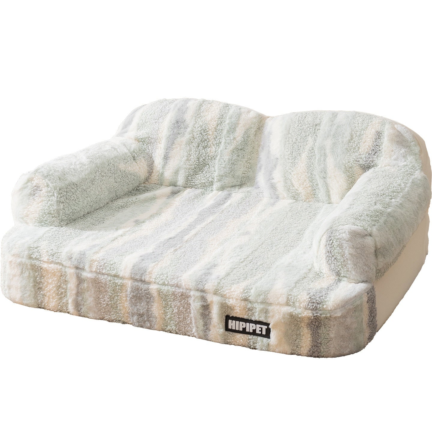 Cozy dog sofa bed with plush cushioned seat and raised armrests, perfect for small to medium dogs
