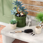 Cream ceramic outdoor planter pot with a smooth matte finish, sized for succulents and small plants, shown from a side angle.