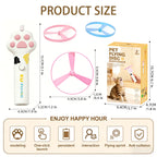 Rechargeable flying disc launcher cat toy shown with 6 colorful discs included for interactive play