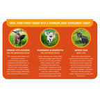 Joint supplement chews for dogs and cats with glucosamine, chondroitin, and MSM in a resealable bag
