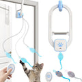 Rechargeable electric cat teaser toy with wireless remote and door clip attachment for hands-free play