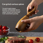 Desert Ironwood Pepper Mill with manual ceramic grinder, side view showing natural wood grain texture and grinder mechanism