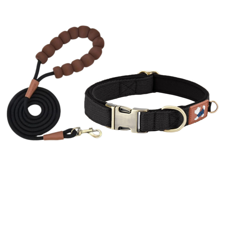 Padded dog collar shown from the side, highlighting soft cushioned lining and durable buckle closure